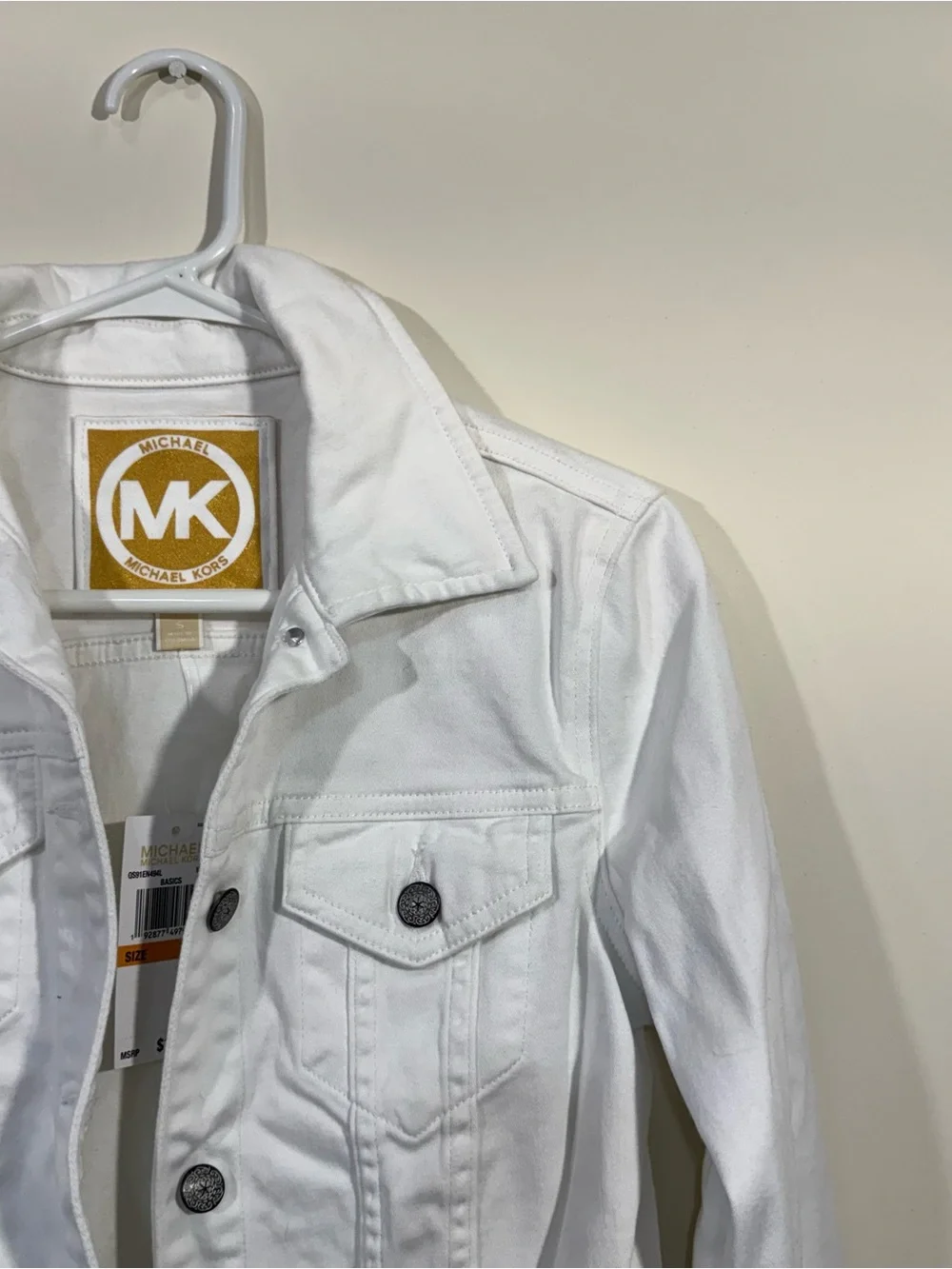NWT Michael Kors Relaxed Fit White Denim Jean Jacket